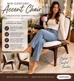 ✨ Elegant Mid-Century Accent Chair ✨  Upgrade your home with this stunning modern accent chair that combines comfort, style, and craftsmanship.  ✅ Pre