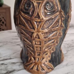 6" 3 Sided 3 Faces Owl Vase Pottery Vase