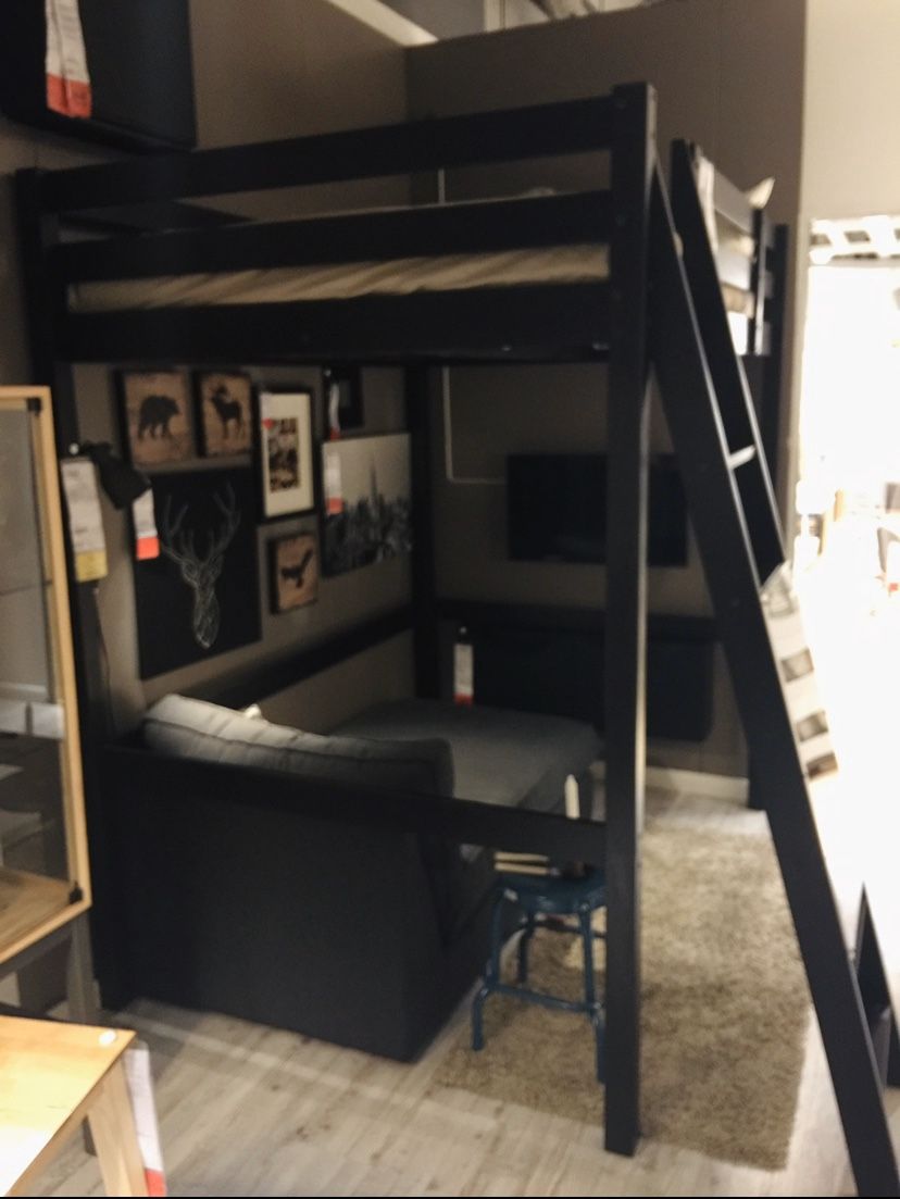 IKEA Loft Bed Full/Double, in very good condition, including the sofa . Original price of the bundle over 600.00. Mattress not included.