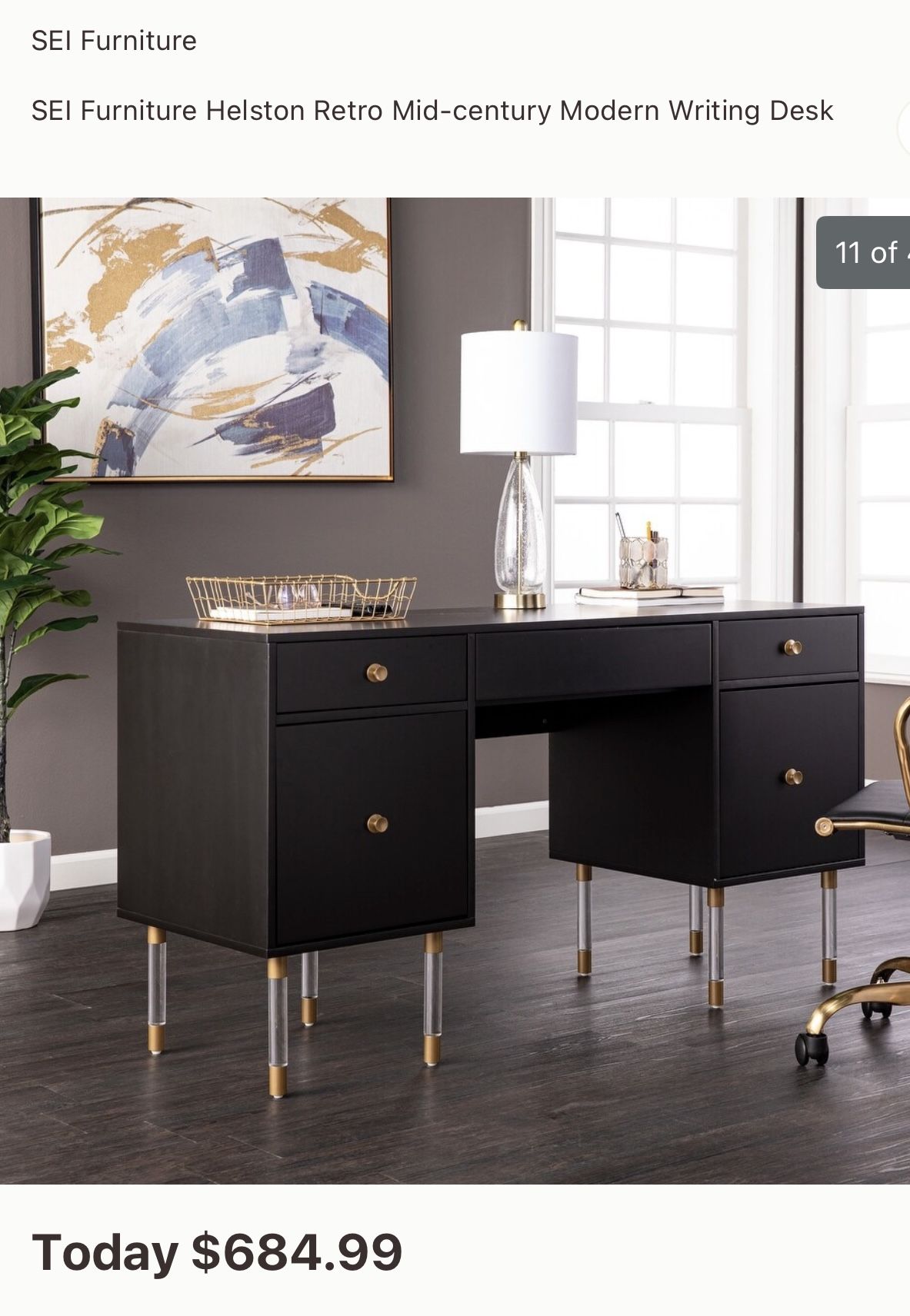 Black Desk With Gold Hardware
