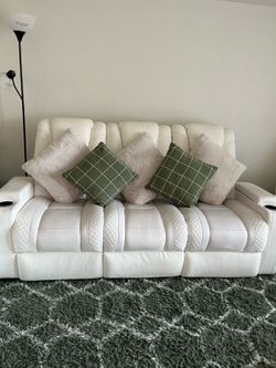 White LED leather couch set