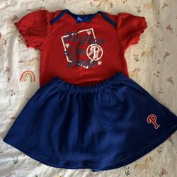 Phillies Onesie Set- Girls 24 months, 100% Cotton