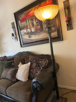 Torchiere Floor Lamp with Glass Shade