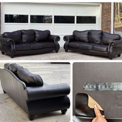 Bernhardt Leather Sofa Set – 2 Pieces