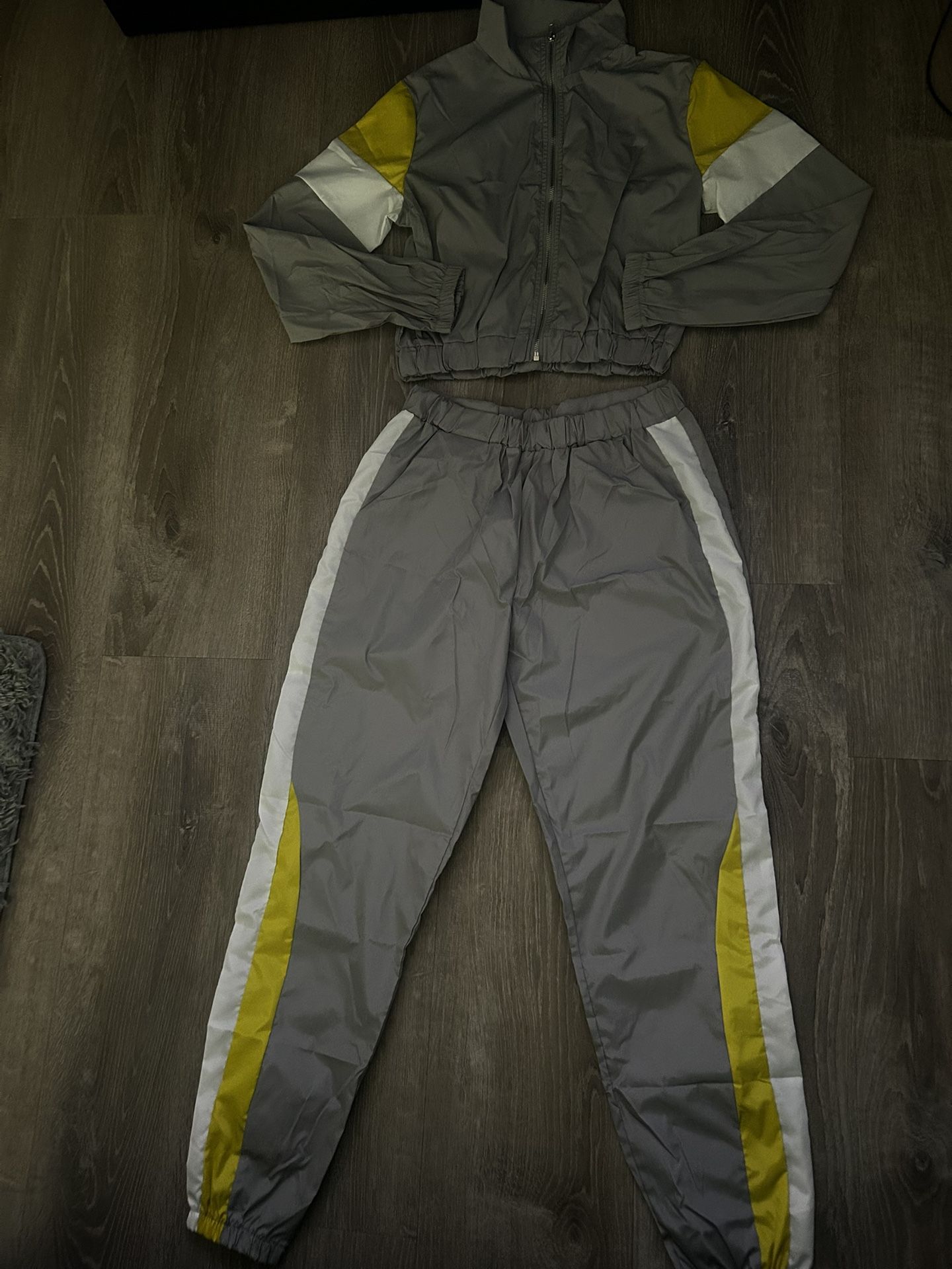 Grey,Yellow, & White tracksuit