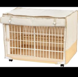 IRIS USA small Plastic Rolling Pet Crate