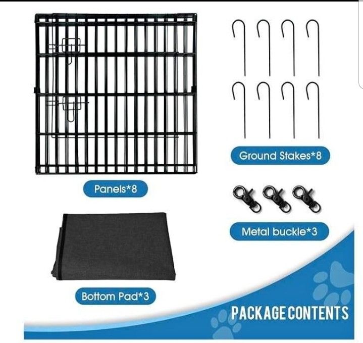 Metal Wire Exercise Puppy Play Yard Pet Enclosure Indoor Outdoor 8 Panels 24 Inch