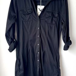 Black Button Down Blouse, Small 