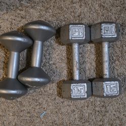 15lb Cast Iron Dumbbells And 5lb Dumbbell Set