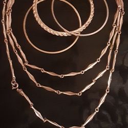 c1970 TRIFARI 56" CHAIN & 3 GT TRIFARI BANGLES