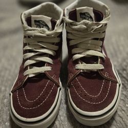 Girls Burgandy Vans Size 13,used But Great Condition, $5,will Ship