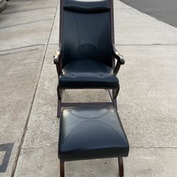 Leather Chair and Ottoman