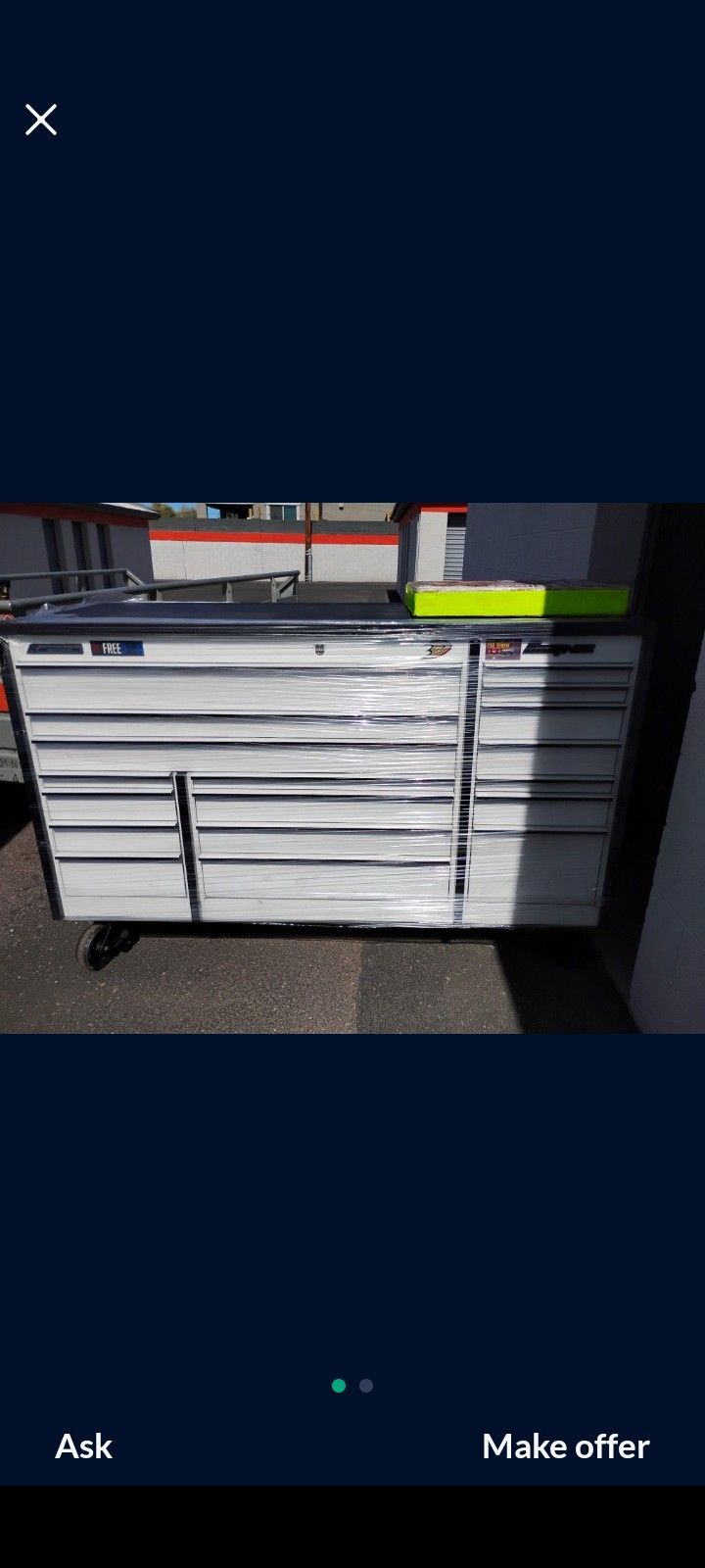 72" White Snap On Tool Box