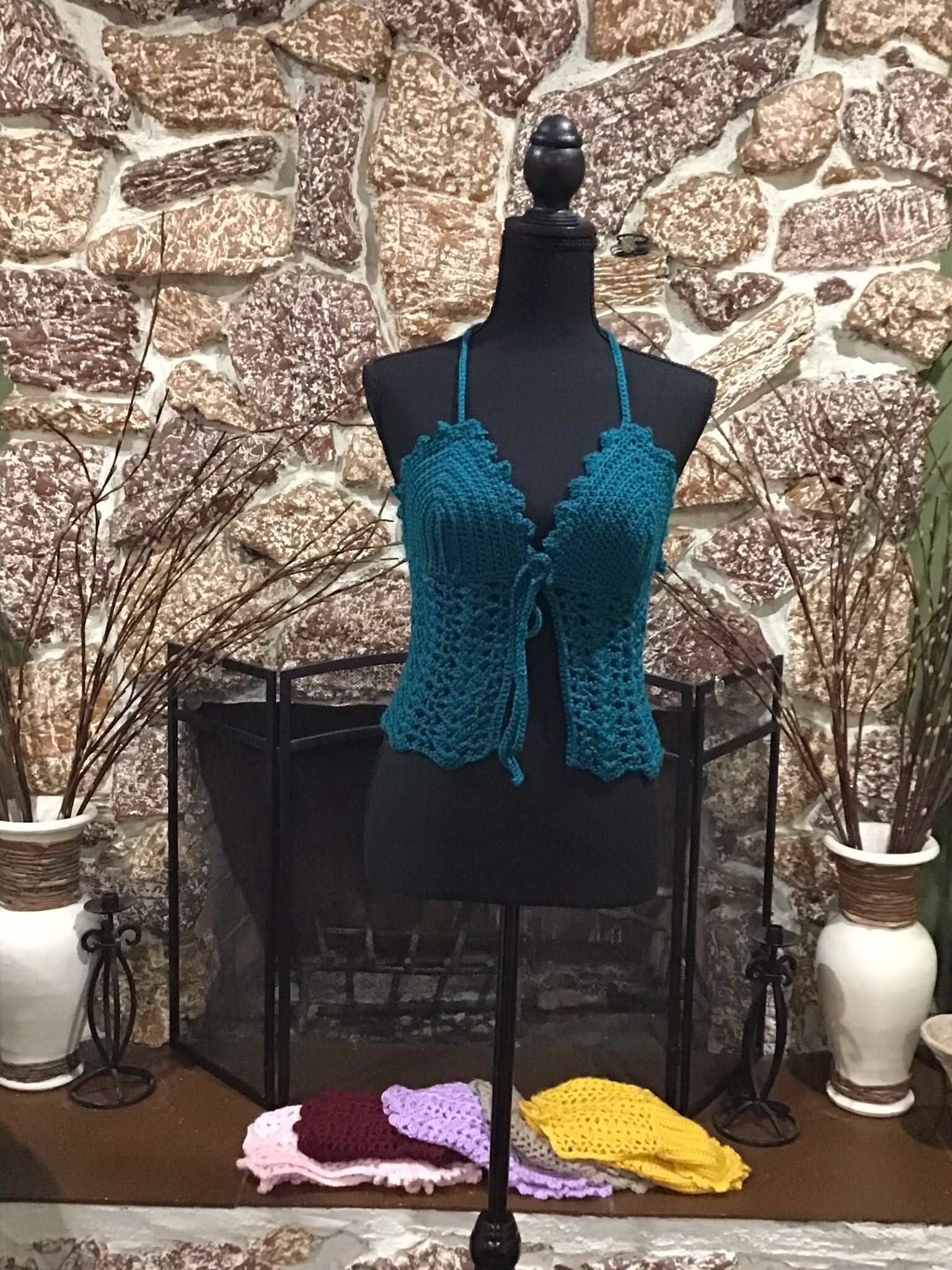 crocheted shell stitch halter top 🧶