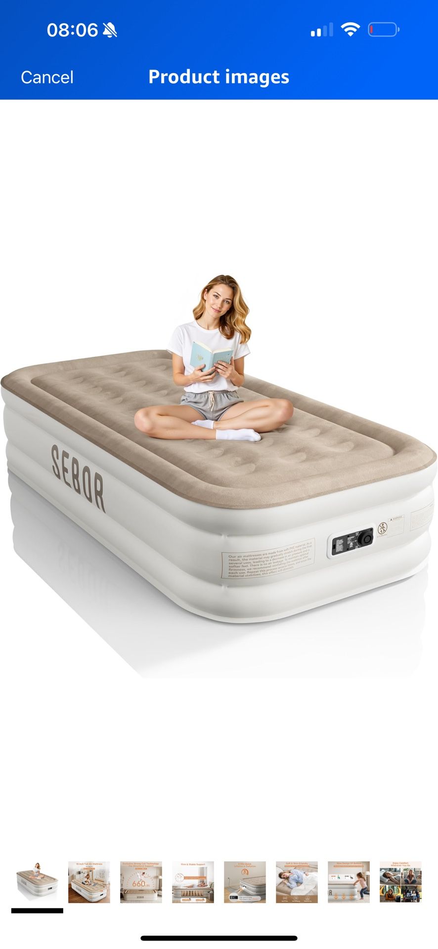 Brand New Air Mattress Twin with Built-in Pump 18", Comfortable Self-Inflating Air Mattress with High-Speed Pump, Durable Blow Up Mattress Twin wit