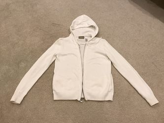 Liz Claiborne White Hooded Cardigan Size S