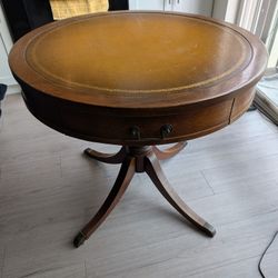 Vintage Mersman Round Accent Table With Drawer
