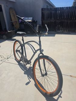 Beach Cruiser Bike Black  with Orange Rims