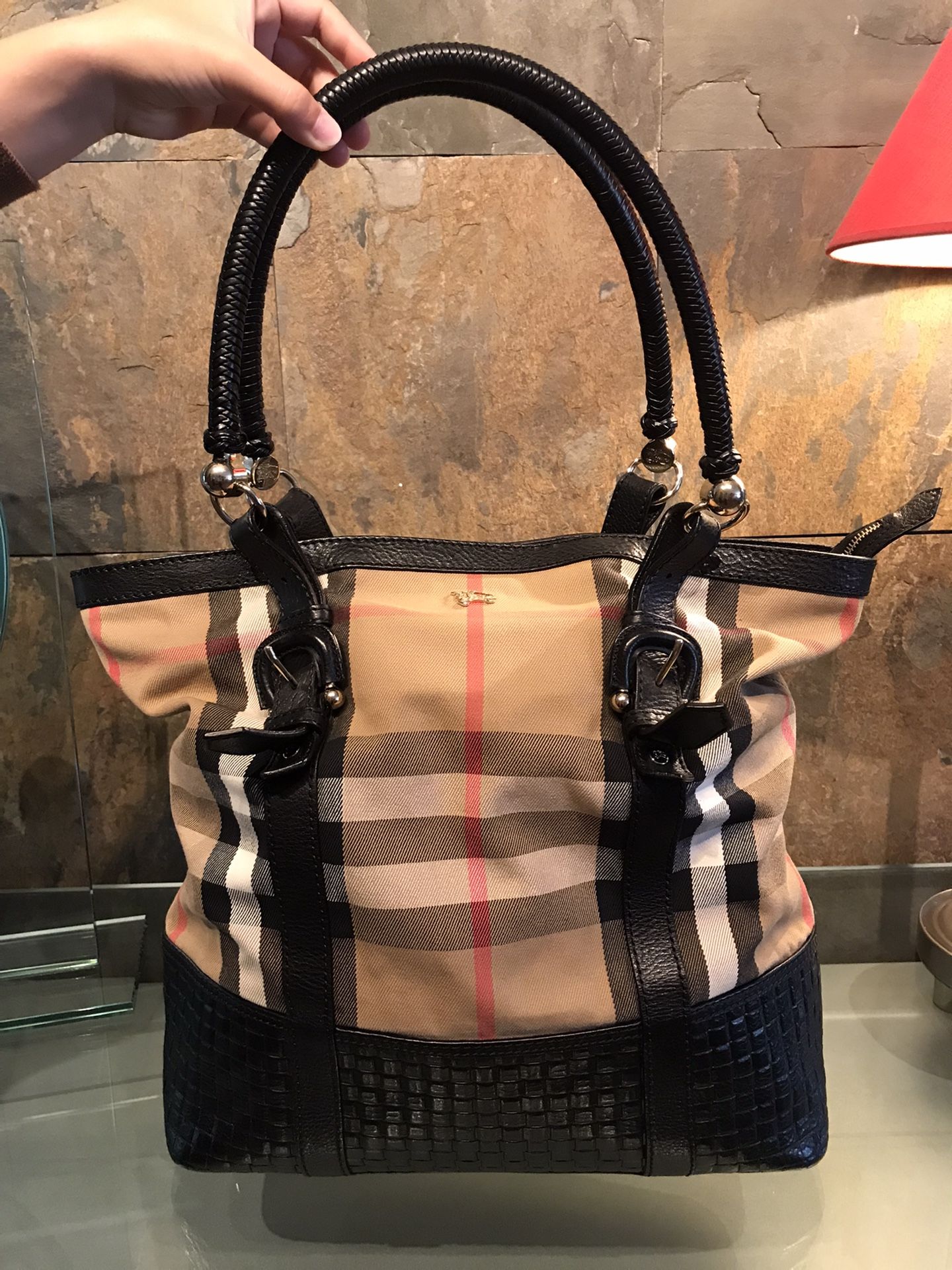 Burberry House Check Canvas With Leather Tote