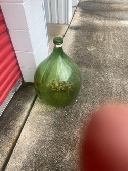 large green vintage antique wine storage bottle
