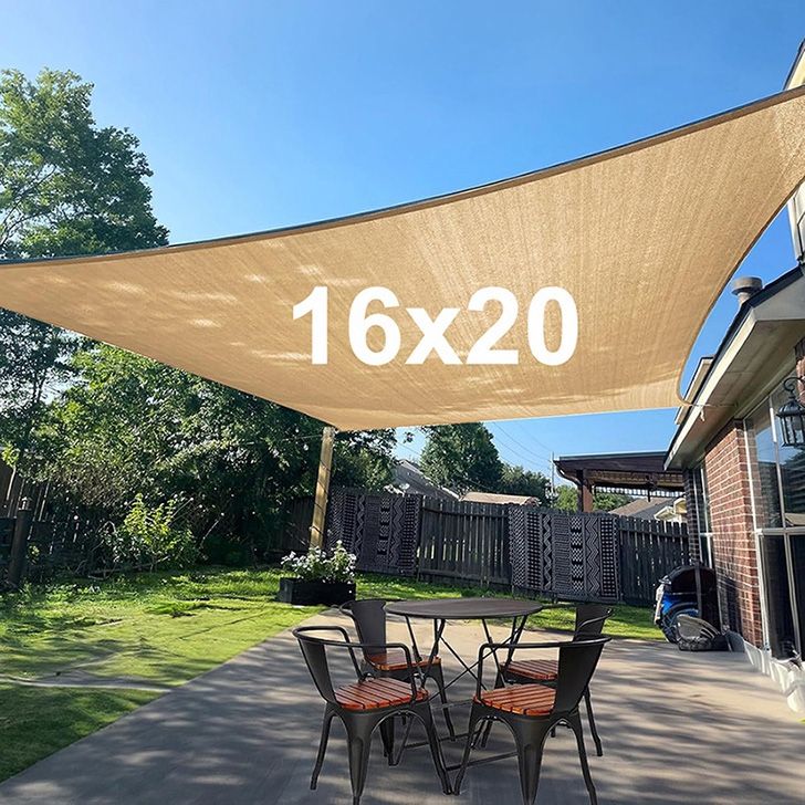 (NEW) $35 Rectangle 16x20’ XL Sun Shade Sail Outdoor Canopy Top Cover 175gsm w/ Ropes (Peach color) 