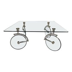 Bicycle wheels glass tour square Coffee Table