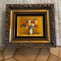 Paint Painted Abstract Flower Walls In A Gold Frame Multilevel Picture Setting