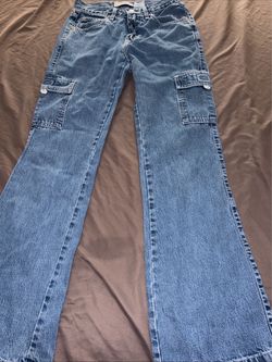 Vintage Gap Made In USA Cargo Flare Jeans Size 2 Made USA 100% Cotton Y2K