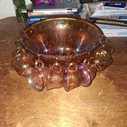 Carnival Glass Punch Bowl Antique 