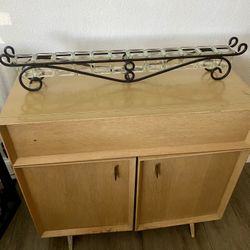 Long Black Wrought Iron Candle Holder With 12 Glass Containers