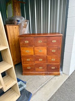 Antique Solid Wood Apothecary Cabinet Dresser / 12 Drawer General Store Cabinet