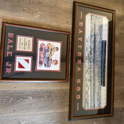 Framed NASCAR Photo And Piece Of Car