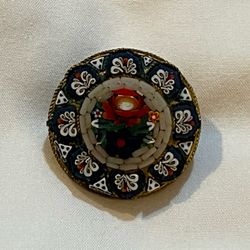 Vitally Glass Floral Mosaic Brooch Italy