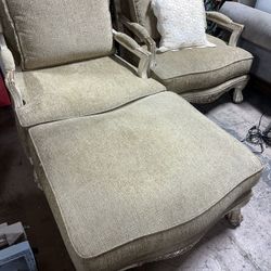 Over Sized Arm Chairs With One Ottoman 