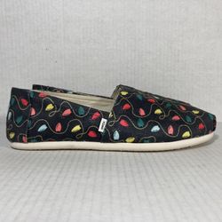 TOMS Belmont Christmas Lights Xmas Holiday Season Slip-On Shoes Wmns Sz 8.5 NEW NWT