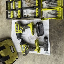 Ryobi Impact & Drill Set With 2 18v Lithium Batteries 