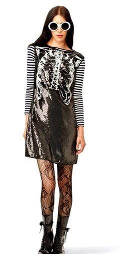 2009 Black Cocktail Skeleton sequin Dress