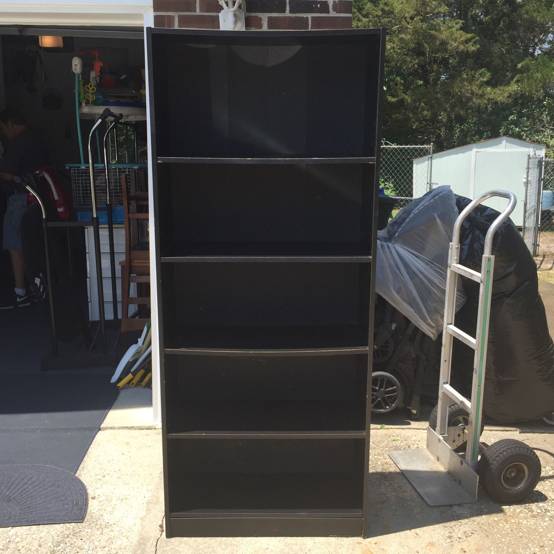 Black Particle Board Book Shelf 71 Inches Tall 11.5 Deep And 30 Inche Wide