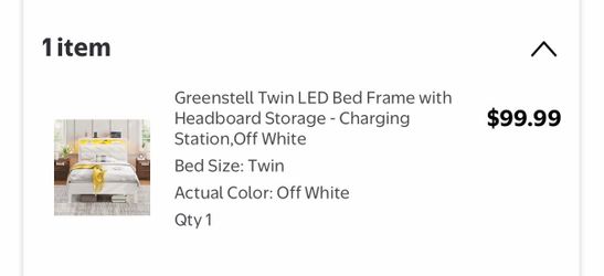Greenstell Twin LED Bed Frame Off White and charging station