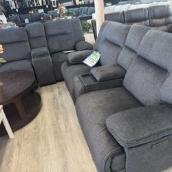 2 Power Reclining Loveseats With Wireless Chargers 