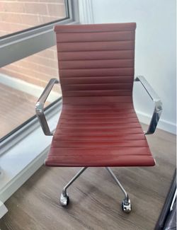 Red Leather Office Chair with Chrome Base