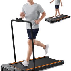 UREVO 2 in 1 Under Desk Treadmill, 2.5HP Folding Electric Treadmill Walking