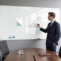 0.4mm Reinforced Metal Backing Glass White Board for Wall, 96" x 48" Extra Large Magnetic Pure White Tempered Glass Board with Frameless Design, 8' x 