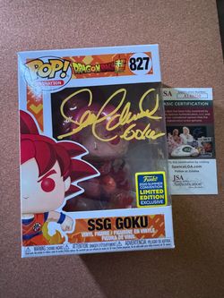 Signed SSG Goku #827 Funko Pop – JSA Certified – 2020 Summer Convention Exclusive