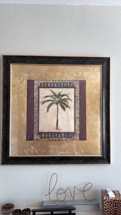Beautiful Gold etched framed palm tree artwork