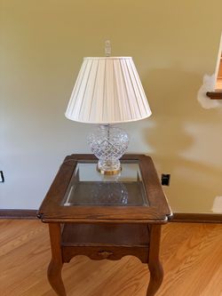 Crystal Table Lamp with Pleated Shade