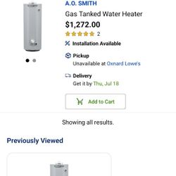 GAS. Water Heater New Never Used 