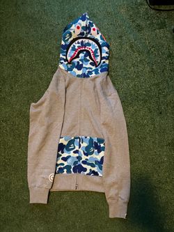 BAPE ABC Blue/GreyCamo Shark Zip Hoodie Size Small