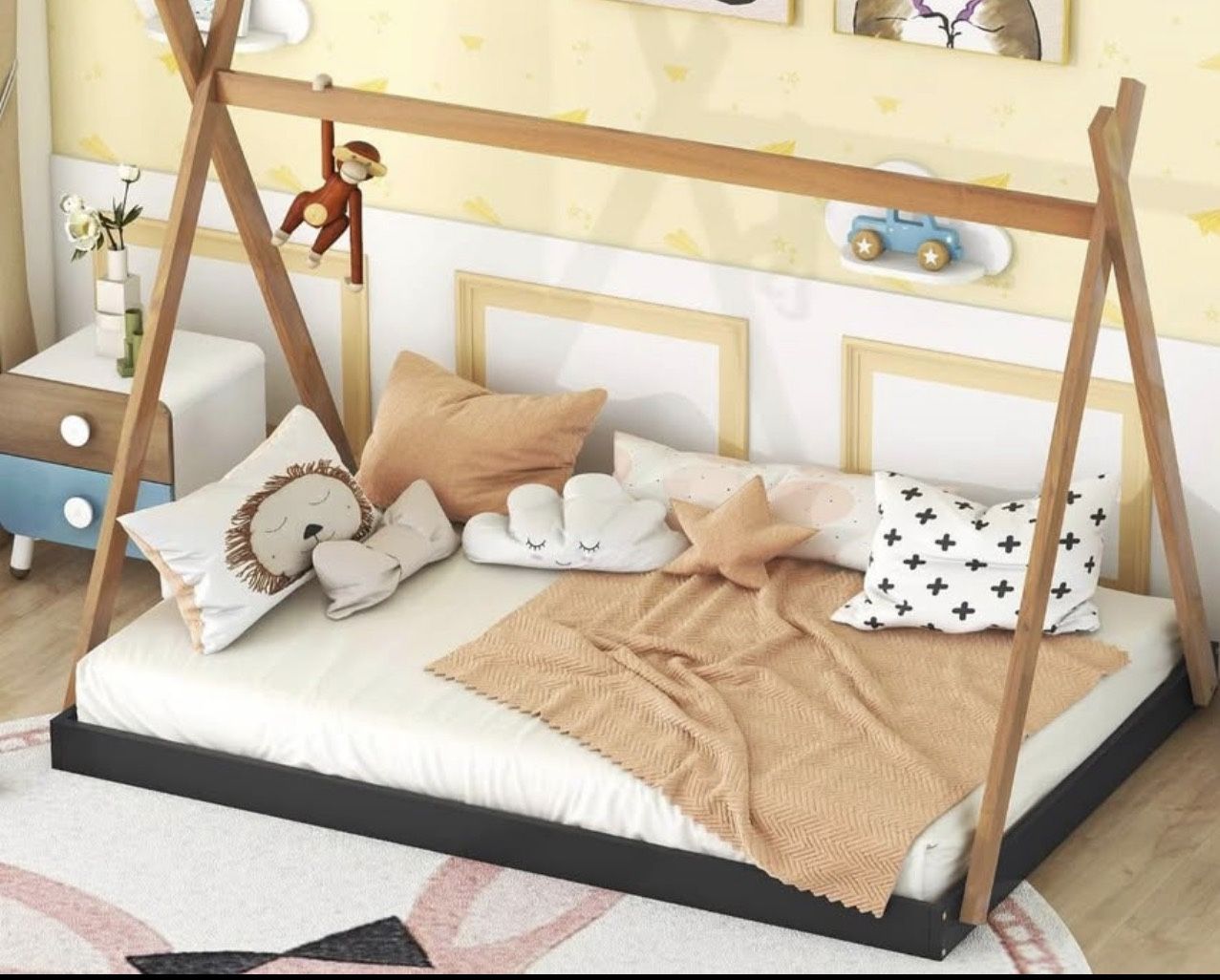 Toddler Bed and Tire Car storage