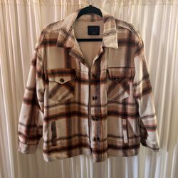 Active USA Sherpa-Lined Plaid Shacket Jacket – Medium